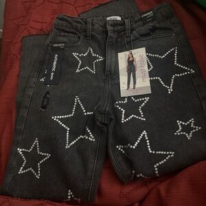 Simple Women Straight Leg Jeans - Black